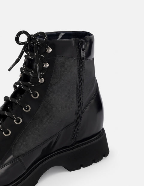 Botín de cordones  +7 cm de altura en piel florantik color negro para hombre