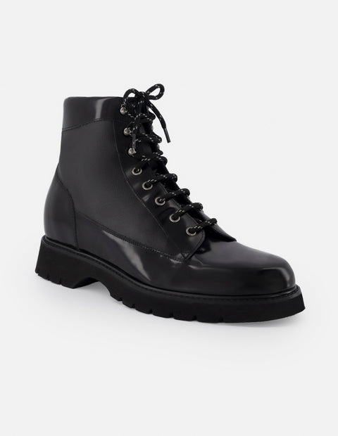 Botín de cordones  +7 cm de altura en piel florantik color negro para hombre