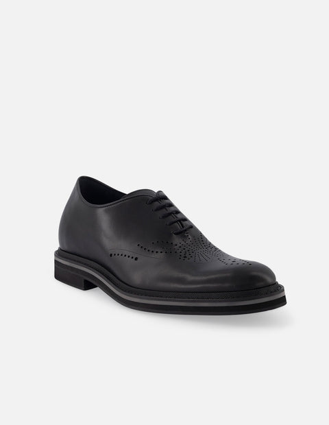 Oxford +7cm de altura en piel napa color negro con picado María y cordones para hombre