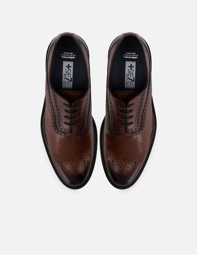 Oxford +7 cm de altura de piel color caoba con picado María y ensombrecido para hombre