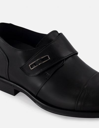 Monk +7cm de altura  en piel napa color negro con velcro para hombre