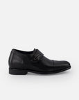 Monk +7cm de altura  en piel napa color negro con velcro para hombre