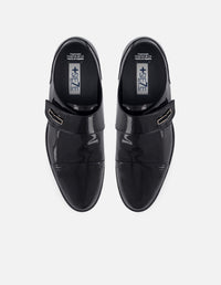 Monk +7 cm de altura en piel de charol color negro con velcro para hombre