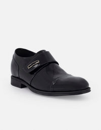 Monk +7 cm de altura en piel de charol color negro con velcro para hombre