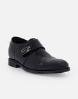 Monk +7 cm de altura en piel napa color negro con velcro para hombre