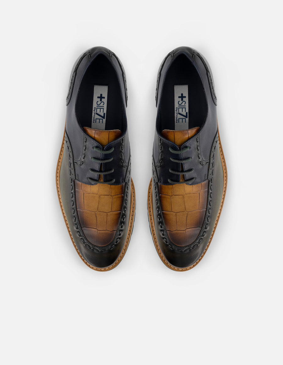 Blucher +7cm de altura en piel napa multicolor con grabado tipo coco  para hombre