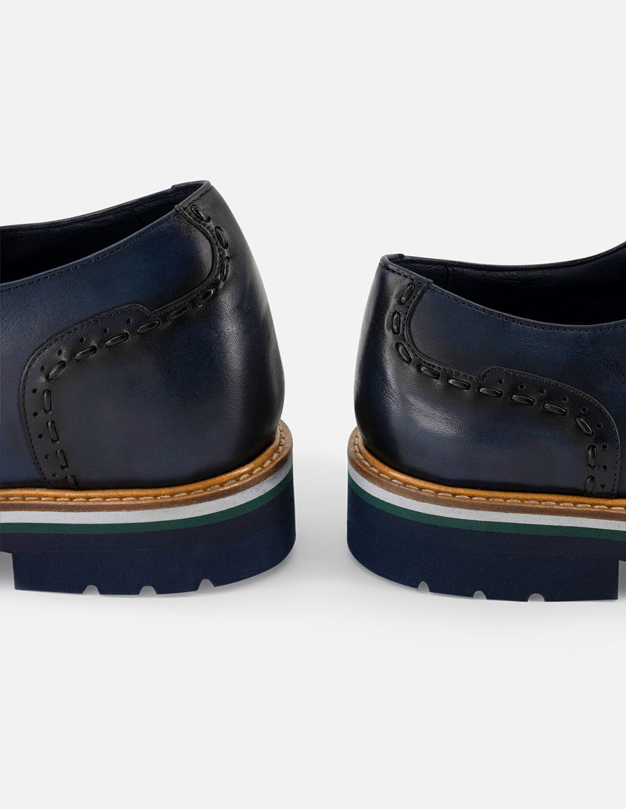 Blucher +7cm de altura en piel napa multicolor con grabado tipo coco  para hombre