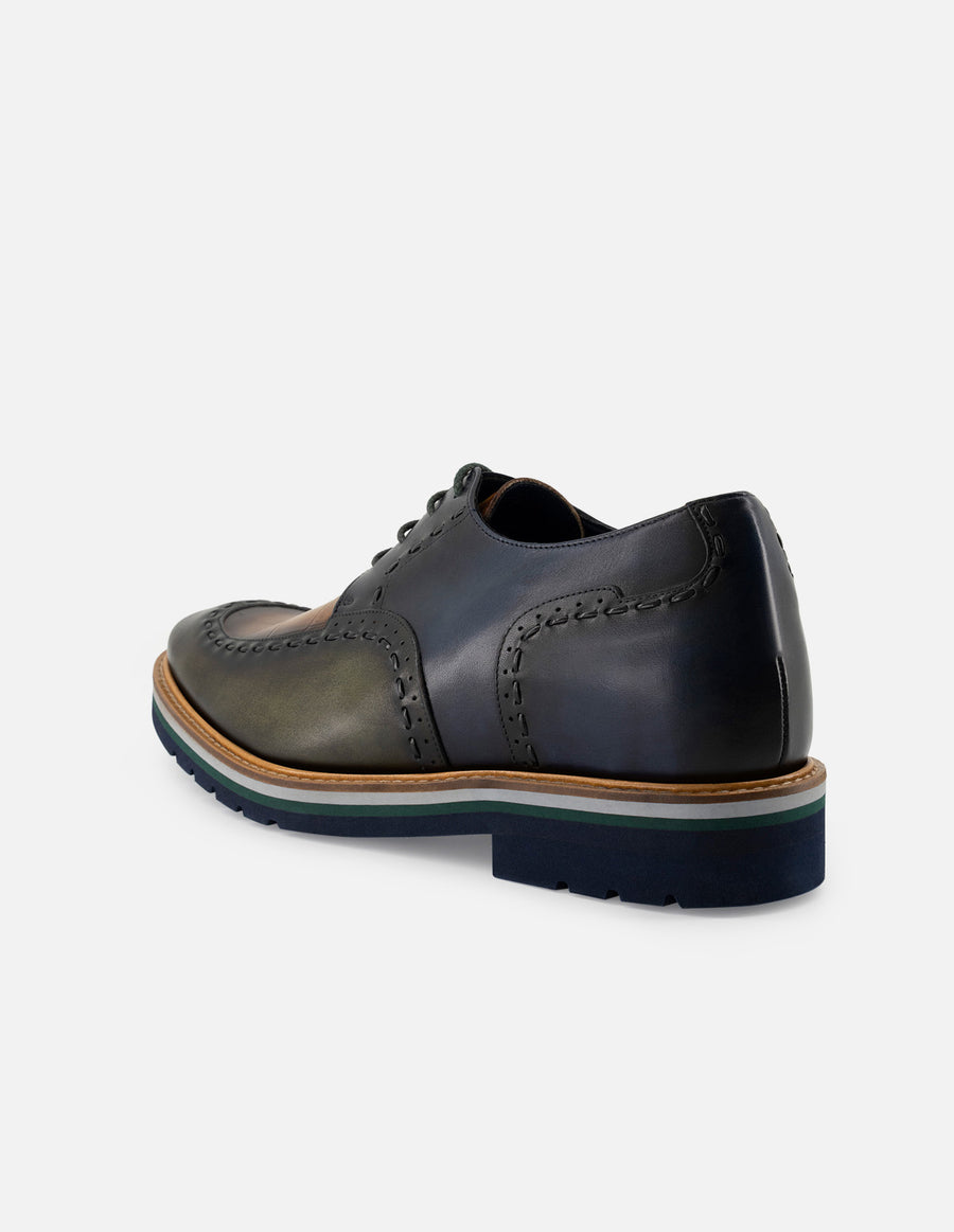 Blucher +7cm de altura en piel napa multicolor con grabado tipo coco  para hombre