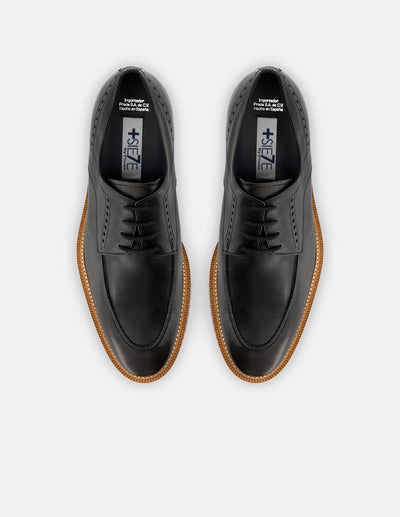 Blucher +7 cm de altura en piel napa color negro para hombre