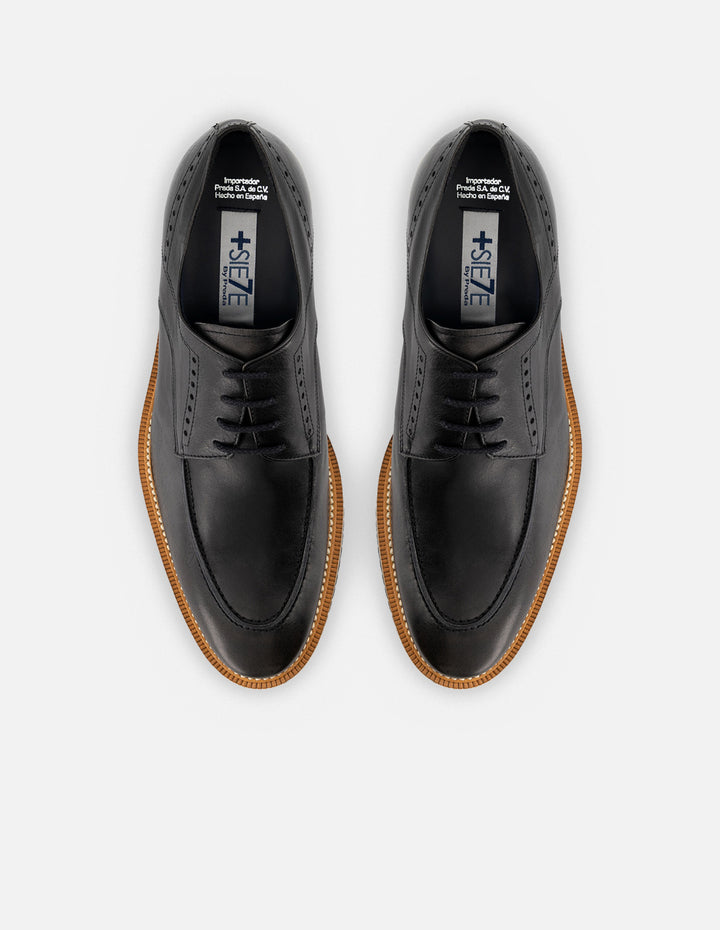 Blucher +7 cm de altura en piel napa color negro para hombre