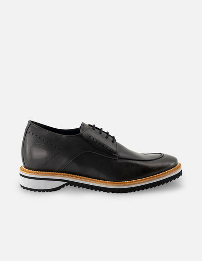 Blucher +7 cm de altura en piel napa color negro para hombre