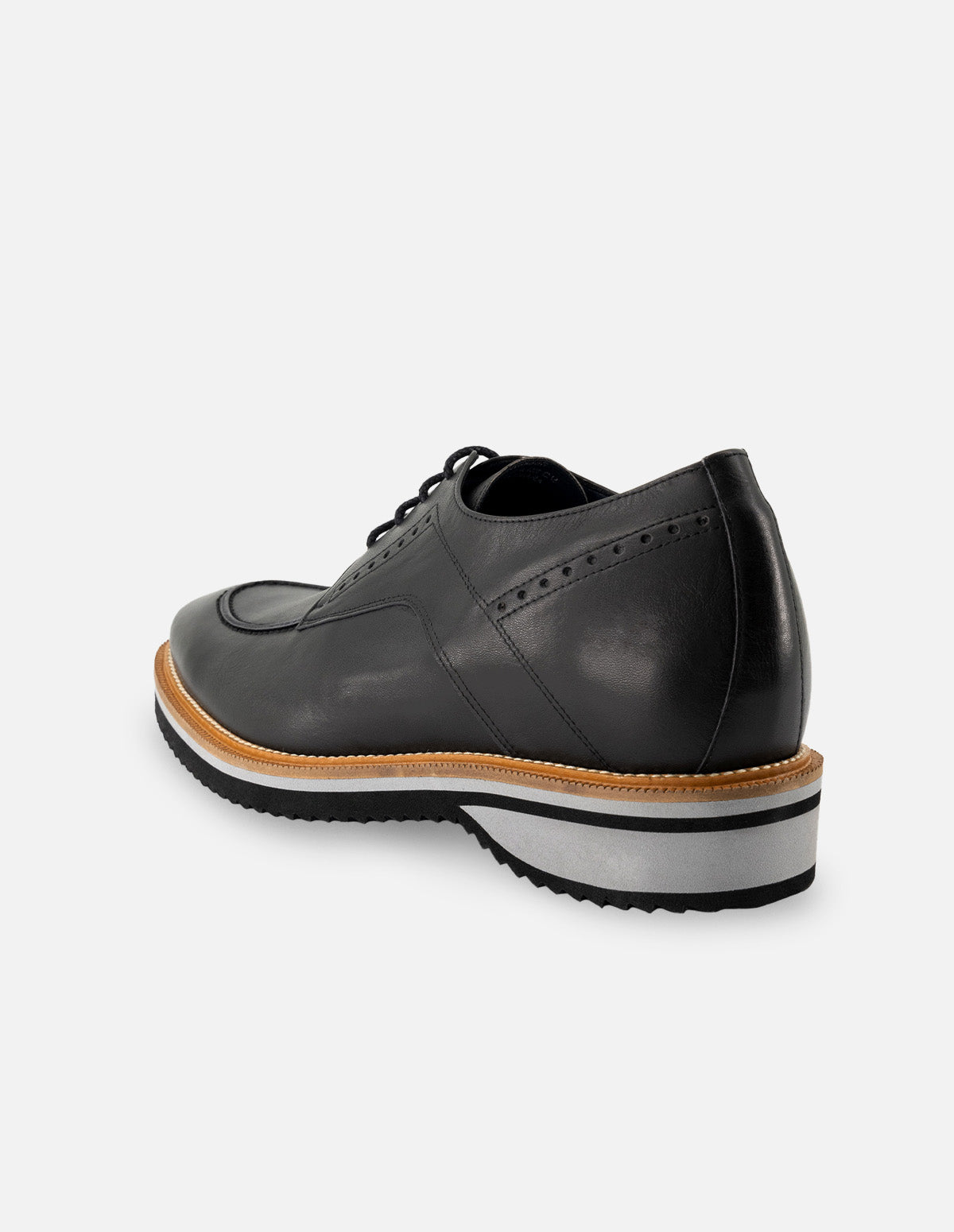 Blucher +7 cm de altura en piel napa color negro para hombre