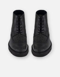 Botines negro piel y textil  para hombre con suela ligera