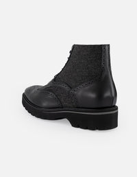 Botines negro piel y textil  para hombre con suela ligera