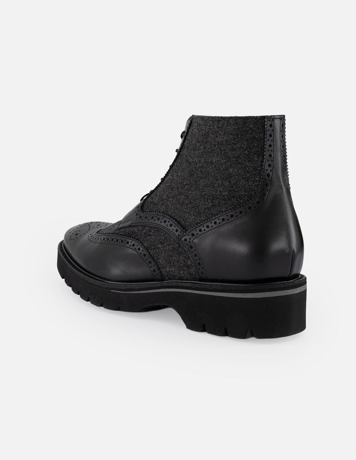 Botines negro piel y textil  para hombre con suela ligera
