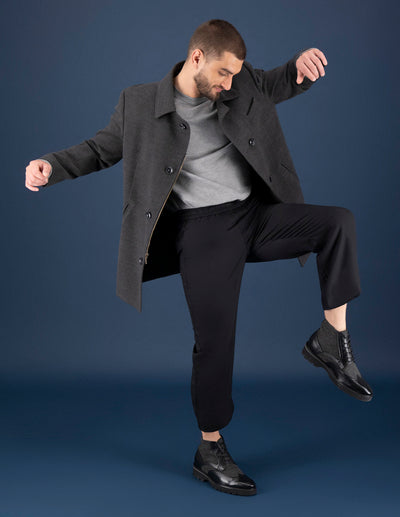 Botines negro piel y textil  para hombre con suela ligera
