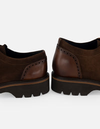 Zapato Blucher café de piel para hombre con suela Comfort Light