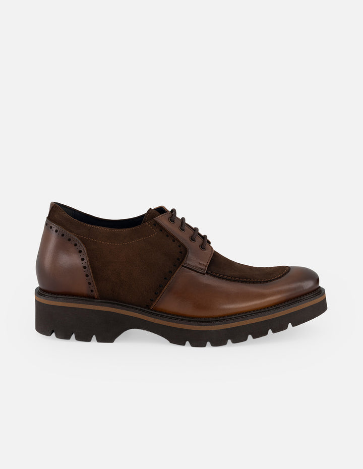 Zapato Blucher café de piel para hombre con suela Comfort Light