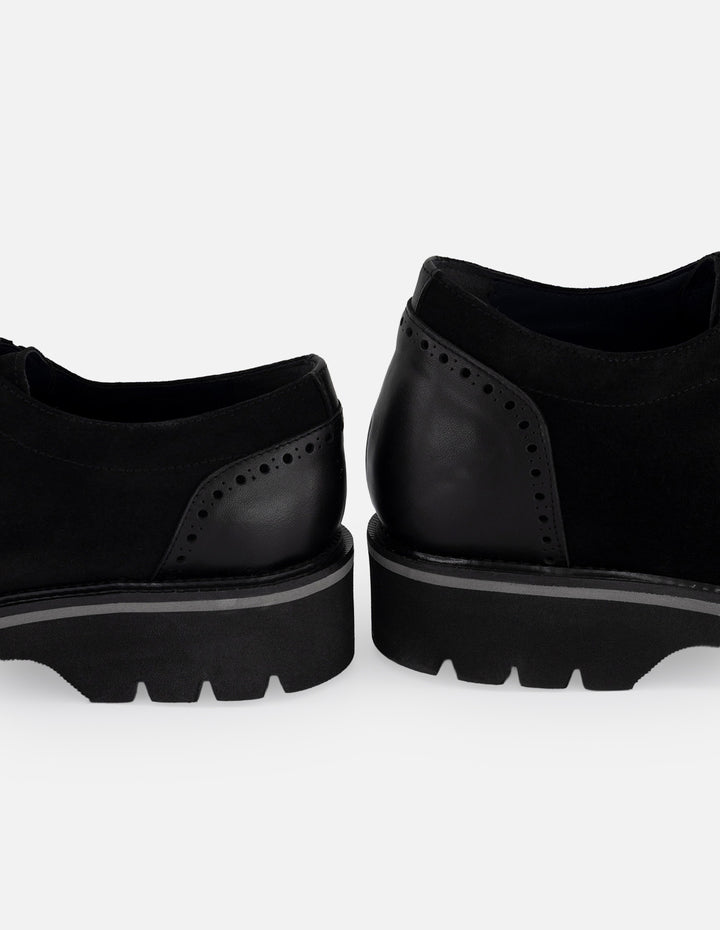 Zapato Blucher negro piel ante para hombre suela comfort light