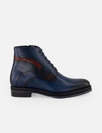 Botines azul piel para hombre detalle tipo coco color rojo