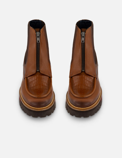 Botín Chelsea cuero piel para hombre grabado tipo coco