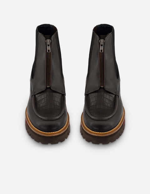 Botín Chelsea negro piel para hombre grabado tipo coco
