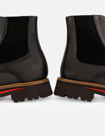 Botín Chelsea + 7 cm de altura negro piel para hombre grabado tipo coco