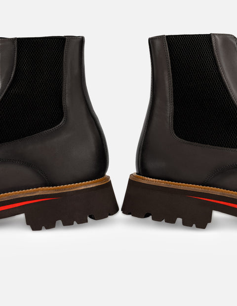 Botín Chelsea negro piel para hombre grabado tipo coco