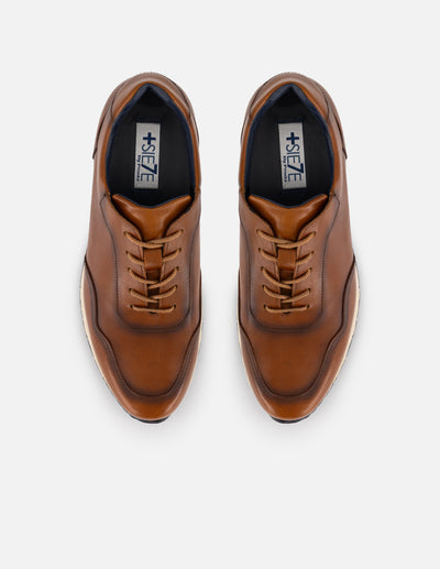 Tenis color cuero en piel para hombre ensombrecidos con aerógrafo
