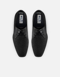 Zapato Blucher + 7cm de altura negro en ante para hombre acabado tipo serpiente