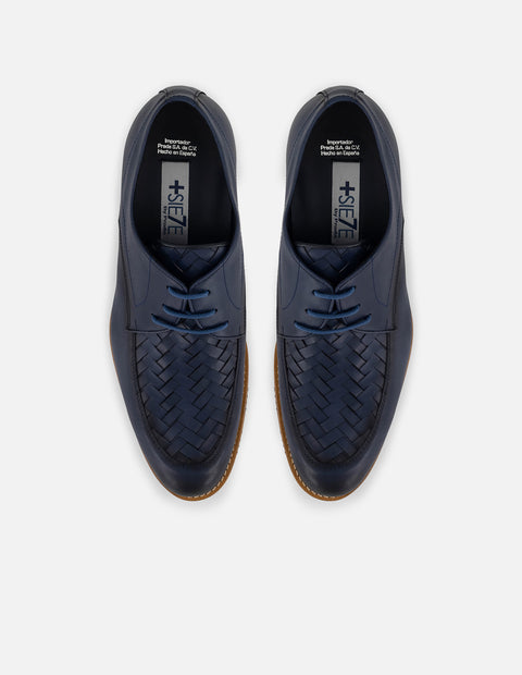 Zapato Blucher +7cm de altura en piel napa color azul para hombre
