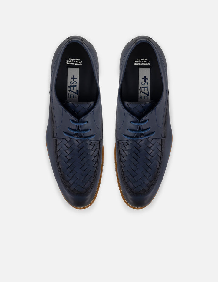 Zapato Blucher +7cm de altura en piel napa color azul para hombre