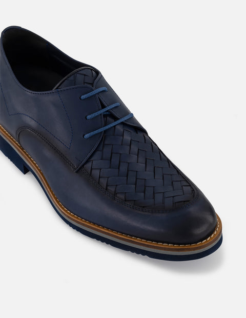 Zapato Blucher +7cm de altura en piel napa color azul para hombre