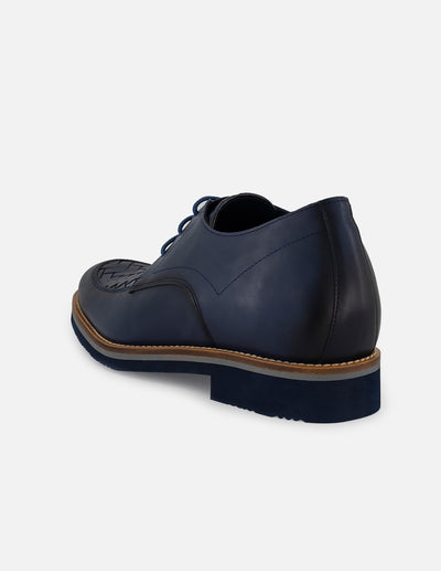 Zapato Blucher +7cm de altura en piel napa color azul para hombre