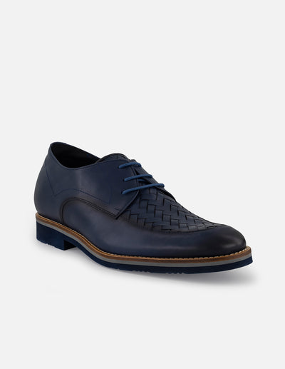 Zapato Blucher +7cm de altura en piel napa color azul para hombre