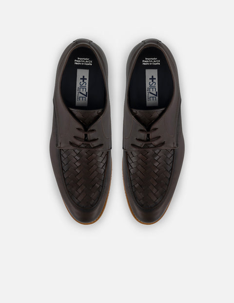 Zapato Blucher +7cm de altura en piel napa color café para hombre