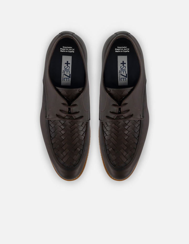Zapato Blucher +7cm de altura en piel napa color café para hombre
