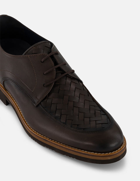Zapato Blucher +7cm de altura en piel napa color café para hombre