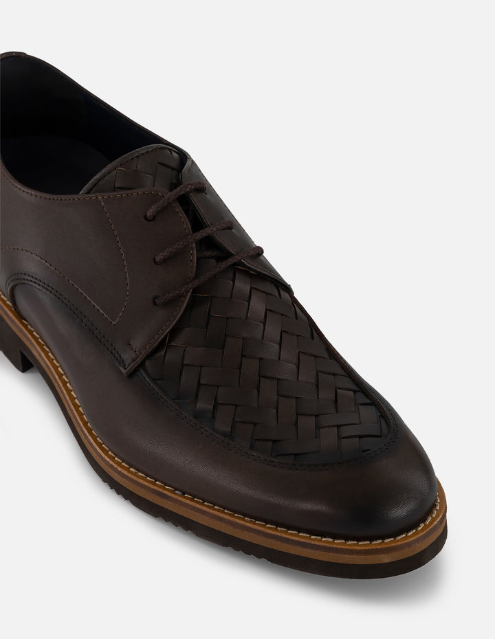 Zapato Blucher +7cm de altura en piel napa color café para hombre