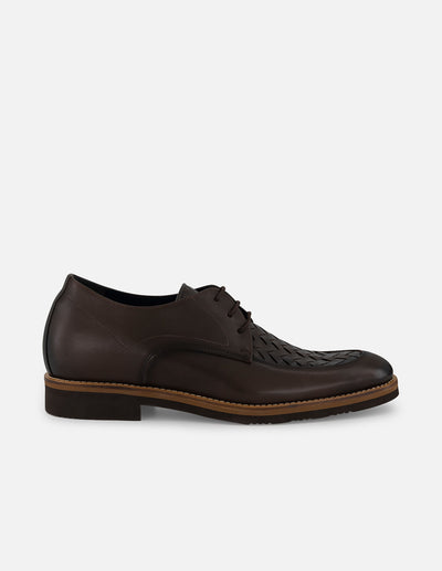Zapato Blucher +7cm de altura en piel napa color café para hombre