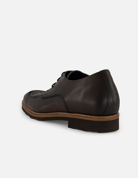 Zapato Blucher +7cm de altura en piel napa color café para hombre