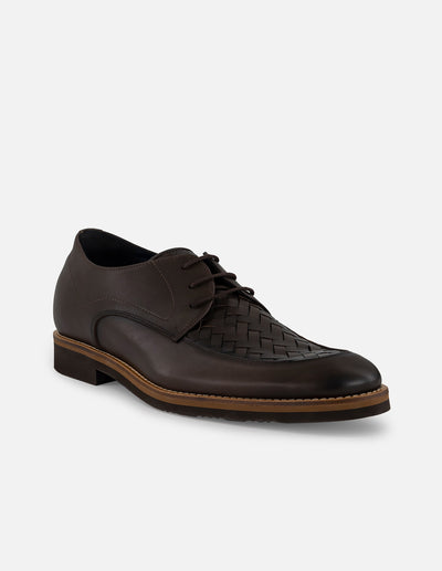 Zapato Blucher +7cm de altura en piel napa color café para hombre