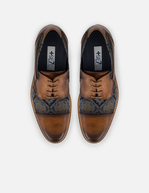 Zapato Blucher +7cm de altura en piel color café para hombre