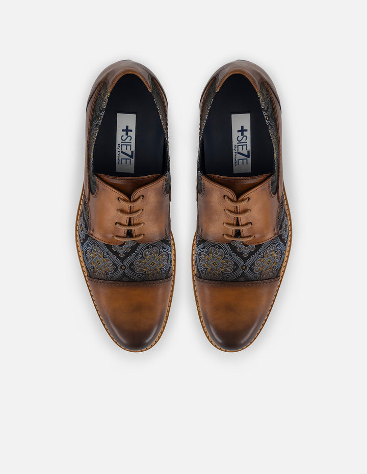 Zapato Blucher +7cm de altura en piel color café para hombre