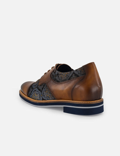 Zapato Blucher +7cm de altura en piel color café para hombre