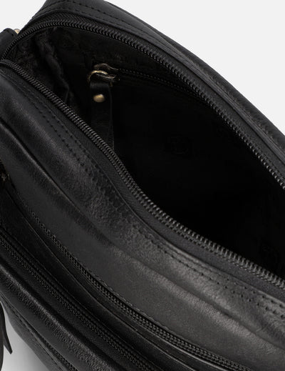 Bandolera color negro en piel para hombre