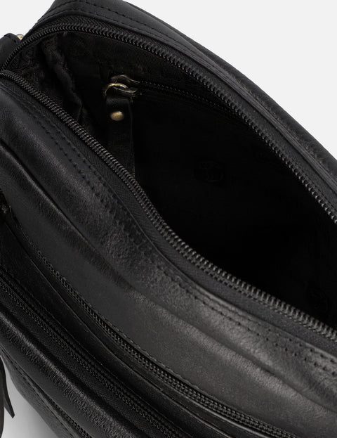 Bandolera color negro en piel para hombre