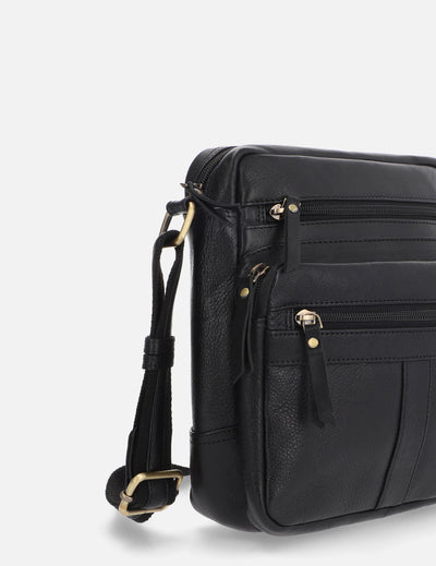Bandolera color negro en piel para hombre