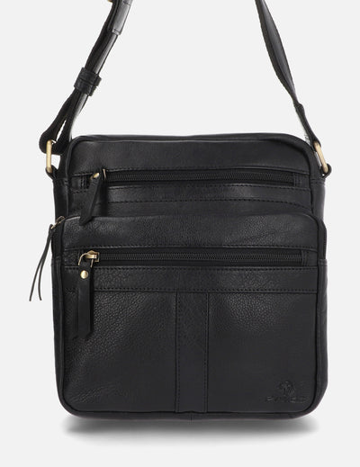 Bandolera color negro en piel para hombre