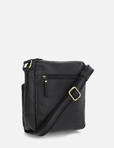 Bandolera color negro en piel para hombre
